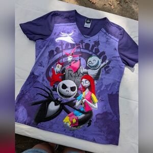 Disney's Nightmare Before Christmas Scrubs Shirt Size Medium Jack & Sally